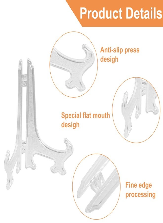 Coufce 12 Pieces 5 Inch Clear Plastic Easels Plate Display Stands Holders Picture Easel for Weddings, Home Decoration Birthdays - Image 3